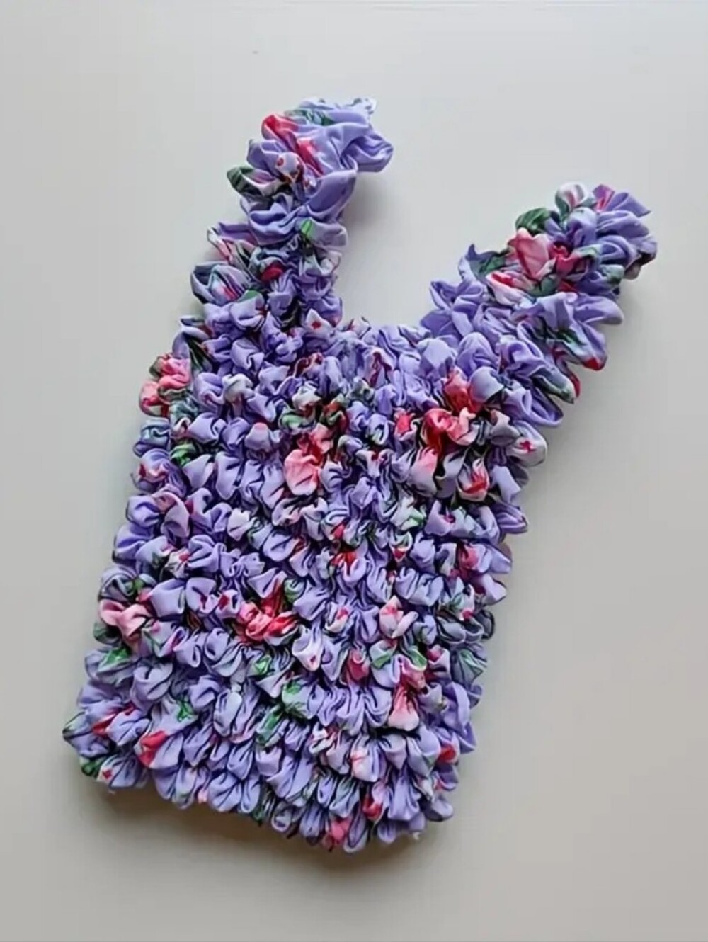 Lavender Floral Ruffled Scrunchie Bag